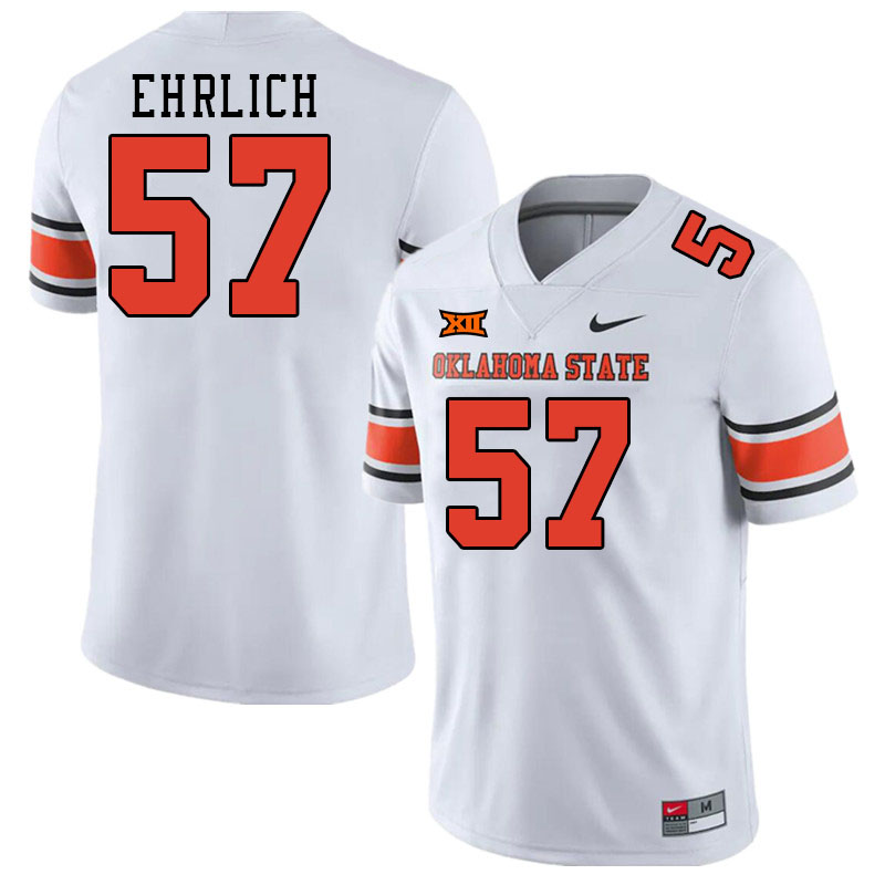 Men #57 Osker Ehrlich Oklahoma State Cowboys College Football Jerseys Stitched-White - Click Image to Close